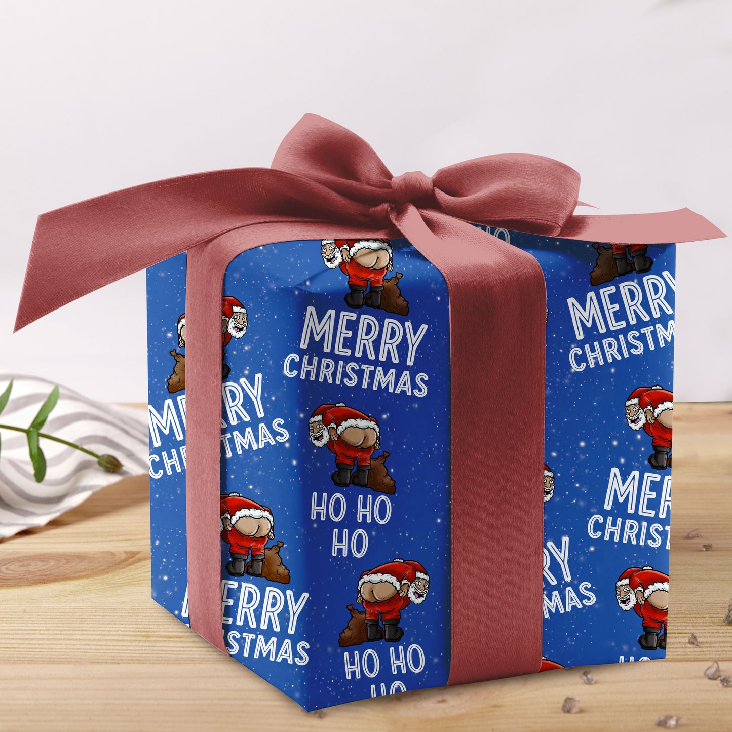 Funny Santa HO HO HO Christmas Wrapping Paper