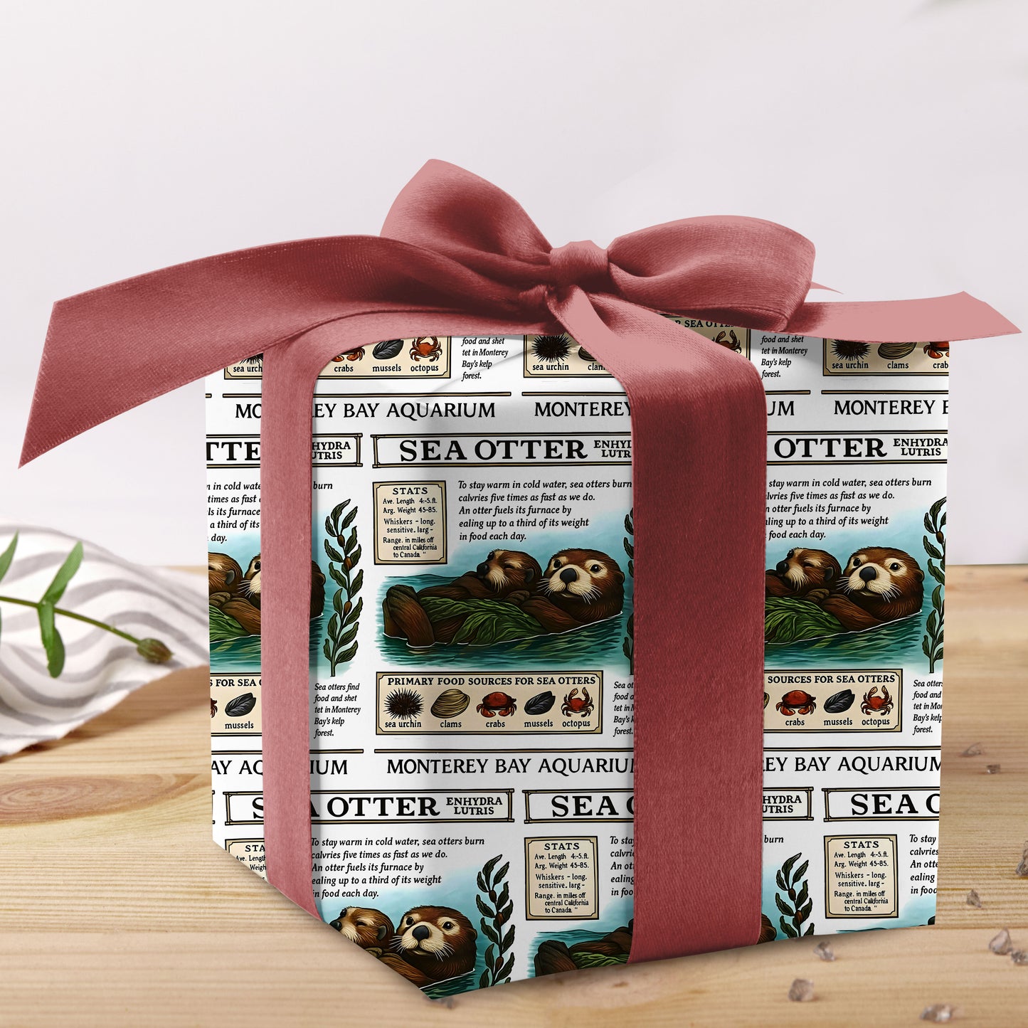 Sea Otter Wrapping Paper Cute Ocean Animal Gift Wrap