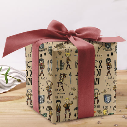 Attack on Titan Xmas Gift Wrap with Holiday