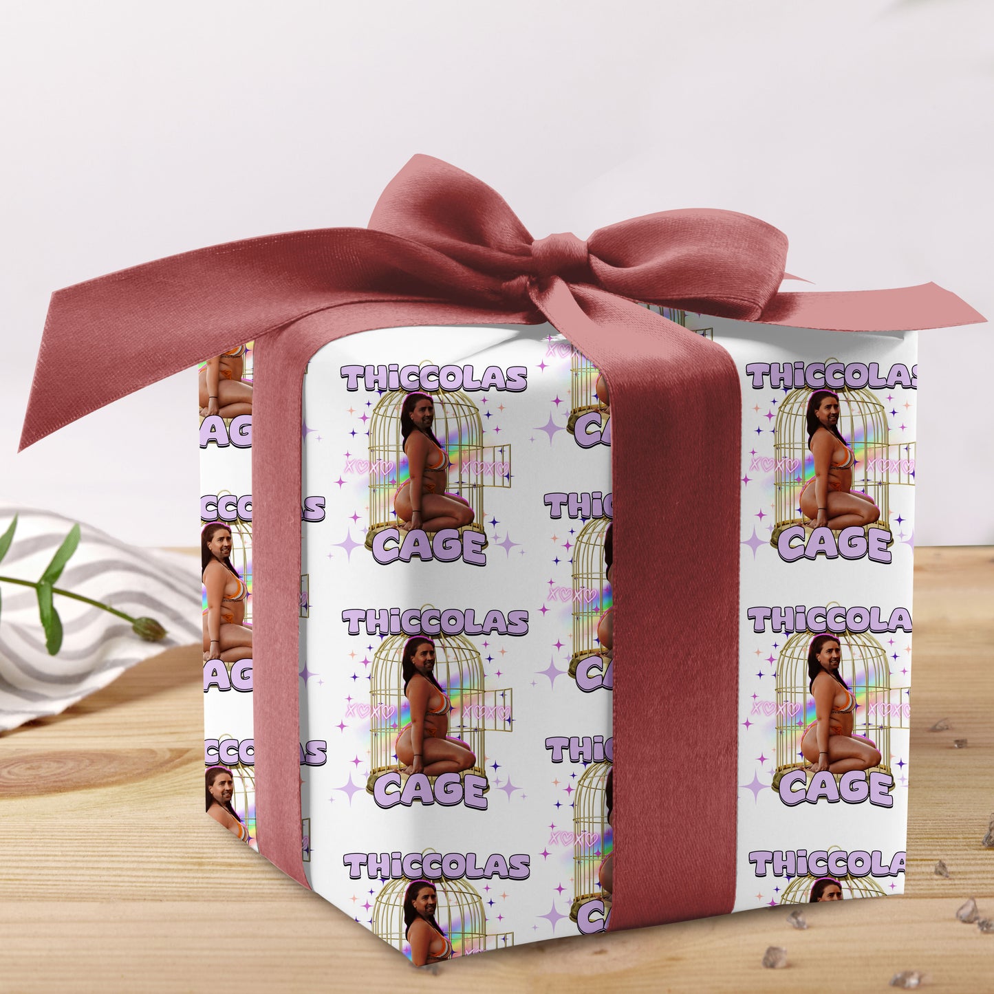 Thiccolas Cage Funny Christmas Gift Wrap