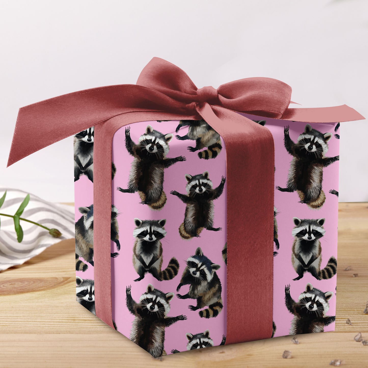 Raccoon Feral Christmas Wrapping Paper Roll