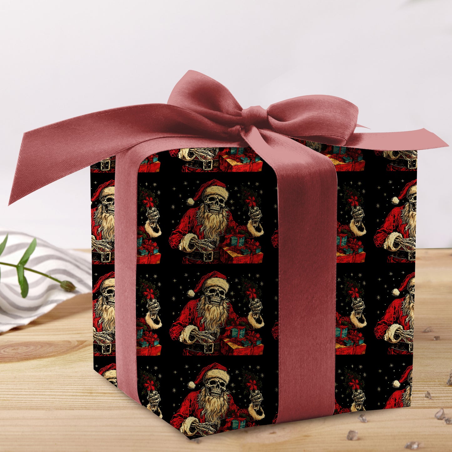 Gothic Skeleton Santa Christmas Wrapping Paper
