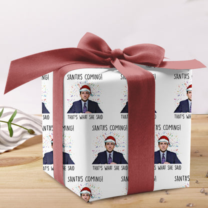 Funny Michael Scott Santa Christmas Wrapping Paper Naughty Gift Sheet