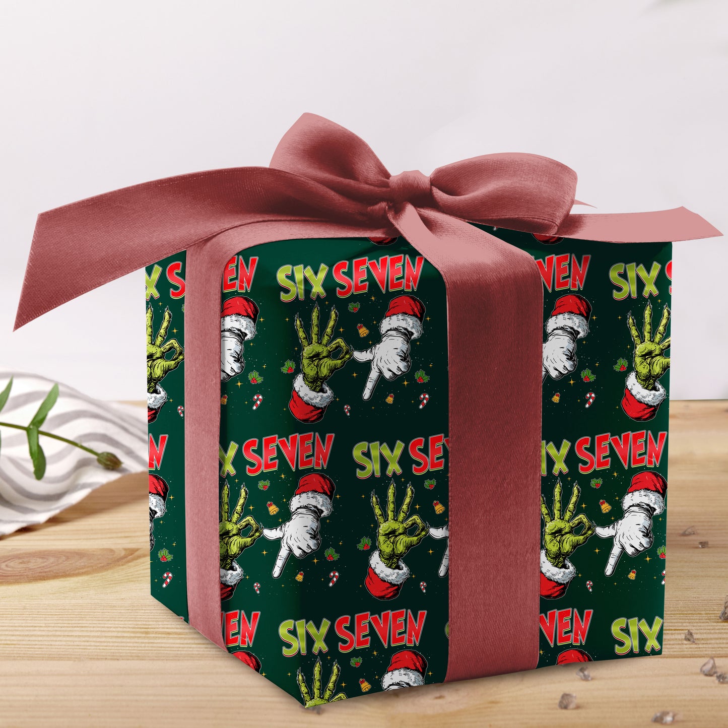 Viral 67 Grinch Hand Six Seven Wrapping Paper