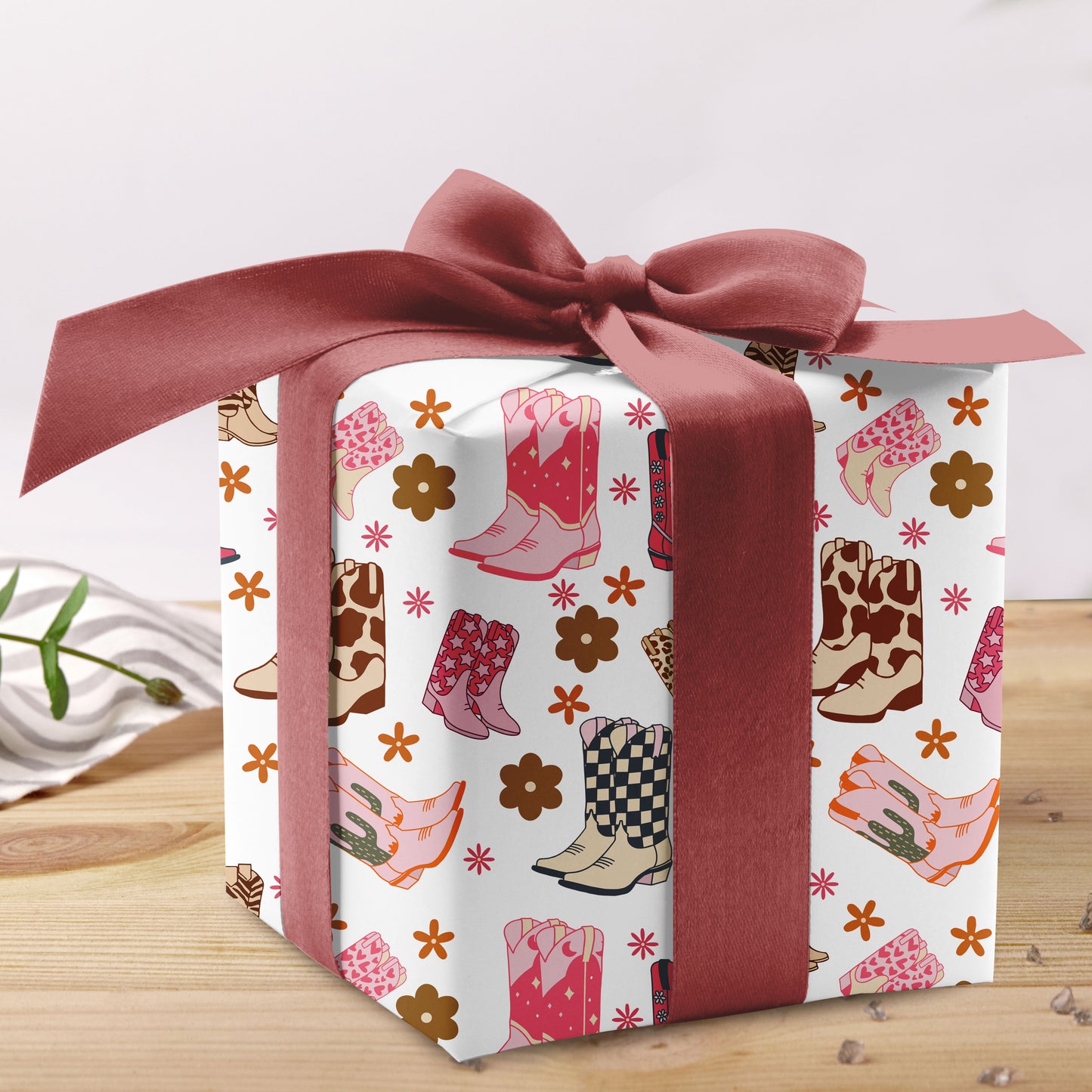 Wild West Christmas Cowgirl Wrapping Paper