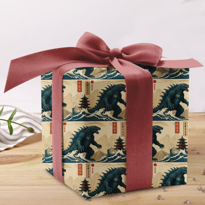 Christmas Godzilla Wrapping Paper