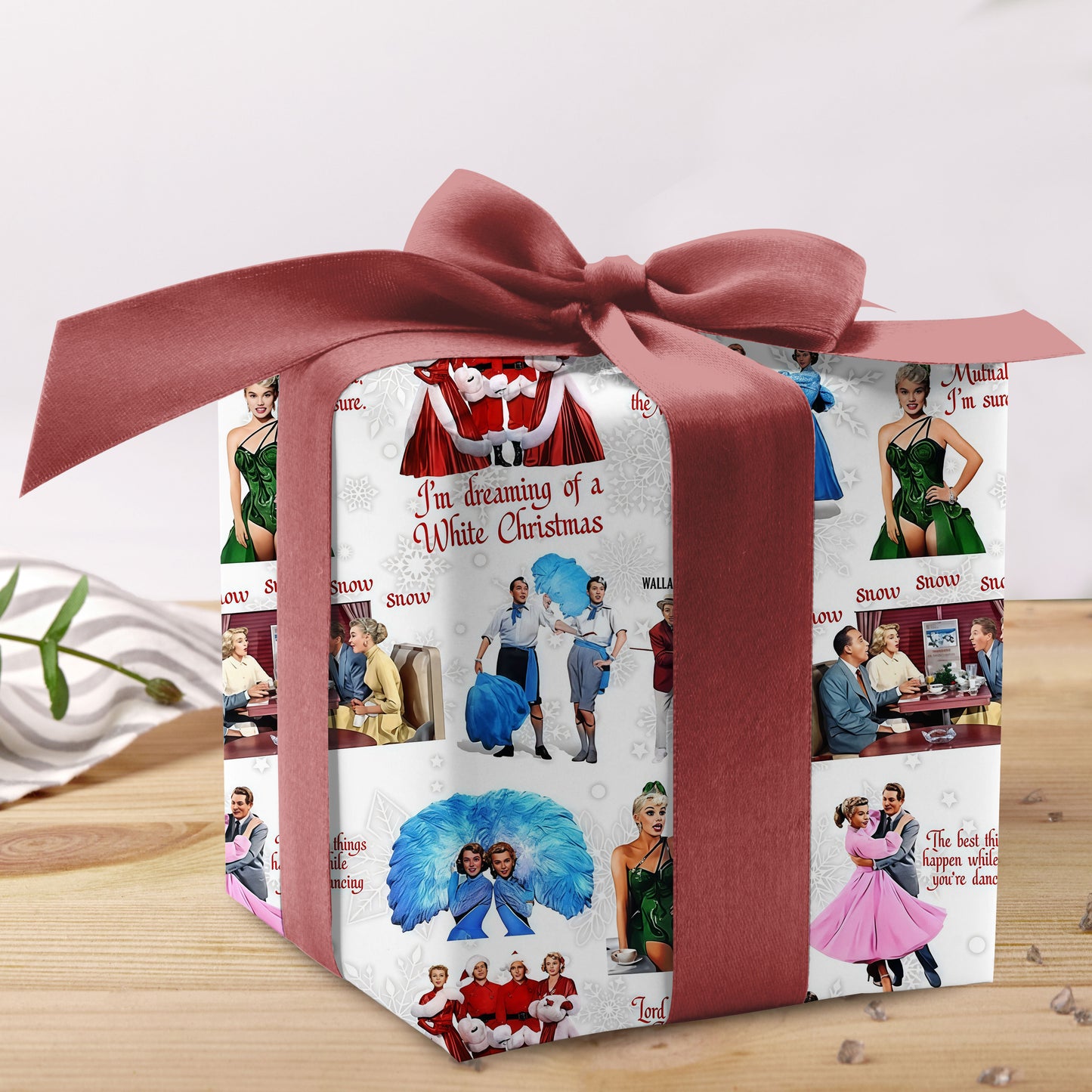 White Christmas Retro Gift Wrap