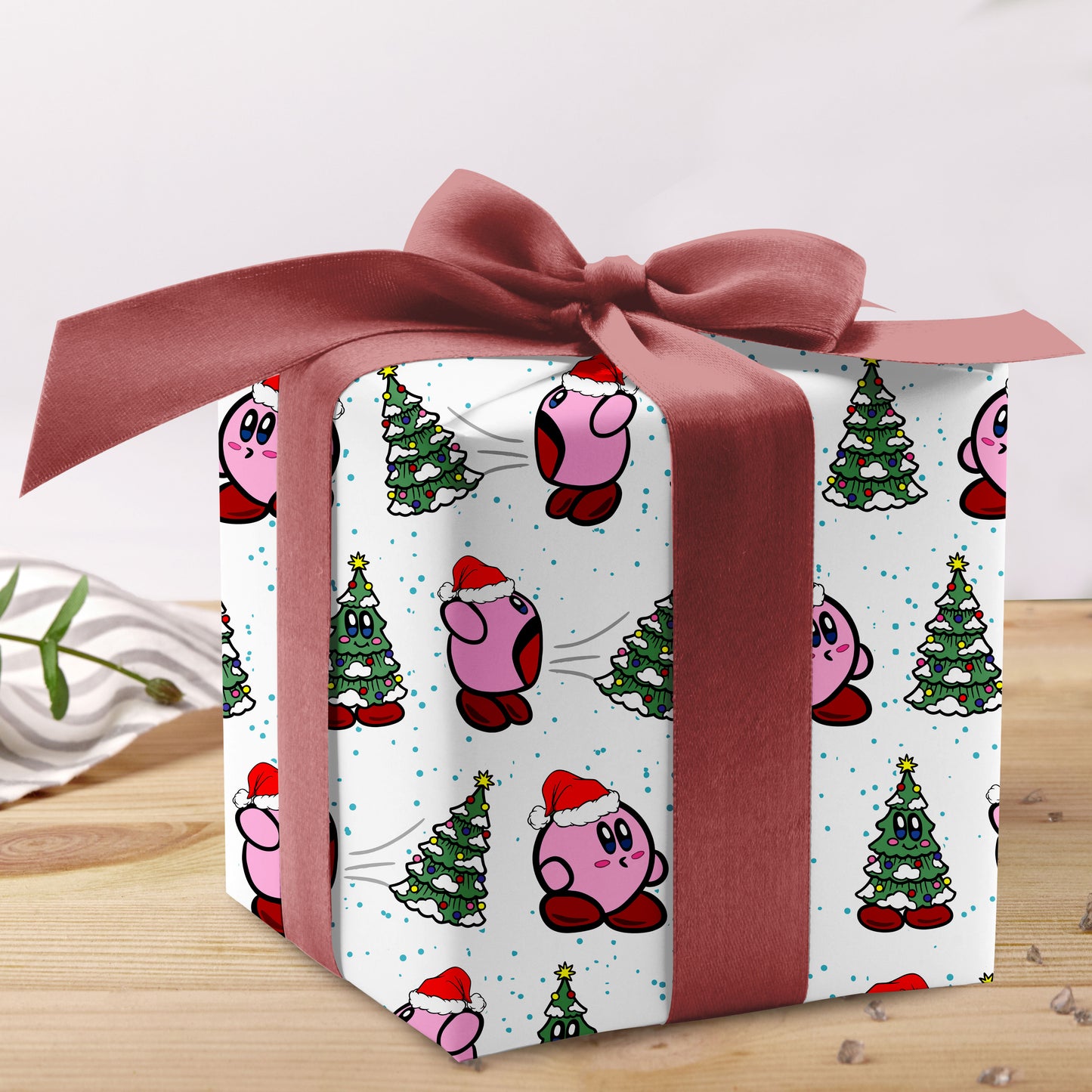 Kirby Nintendo Wrapping Paper, Cute Pink Gamer Gift Wrap