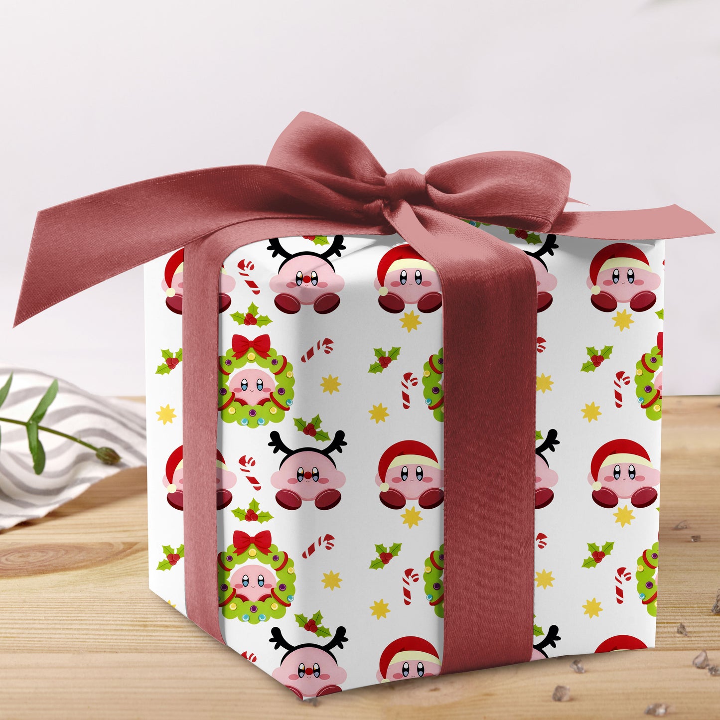 Funny Kirby Wrapping Paper, Cute Gamer Gift Wrap for Fans