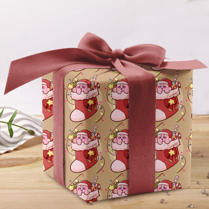 Kirby and Friends Wrapping Paper, Cute Holiday Wrap