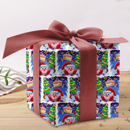 Pink Kirby Wrapping Paper, Cute Gamer Gift Wrap