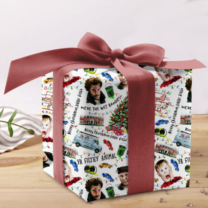 Christmas Movies Friends Wrap Gifts, Home Alone Wet Bandits Art Board Wrapping Paper