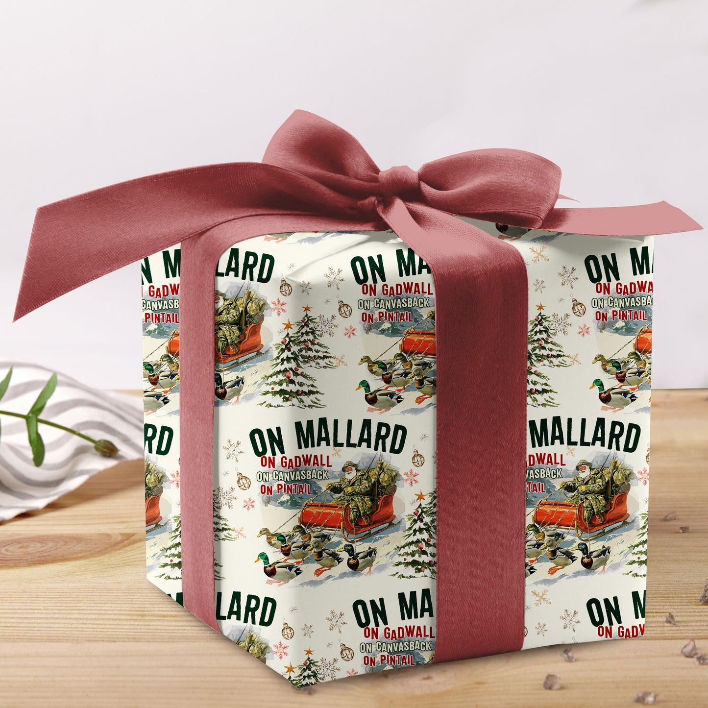 On Mallard Santa Christmas Wrapping Paper