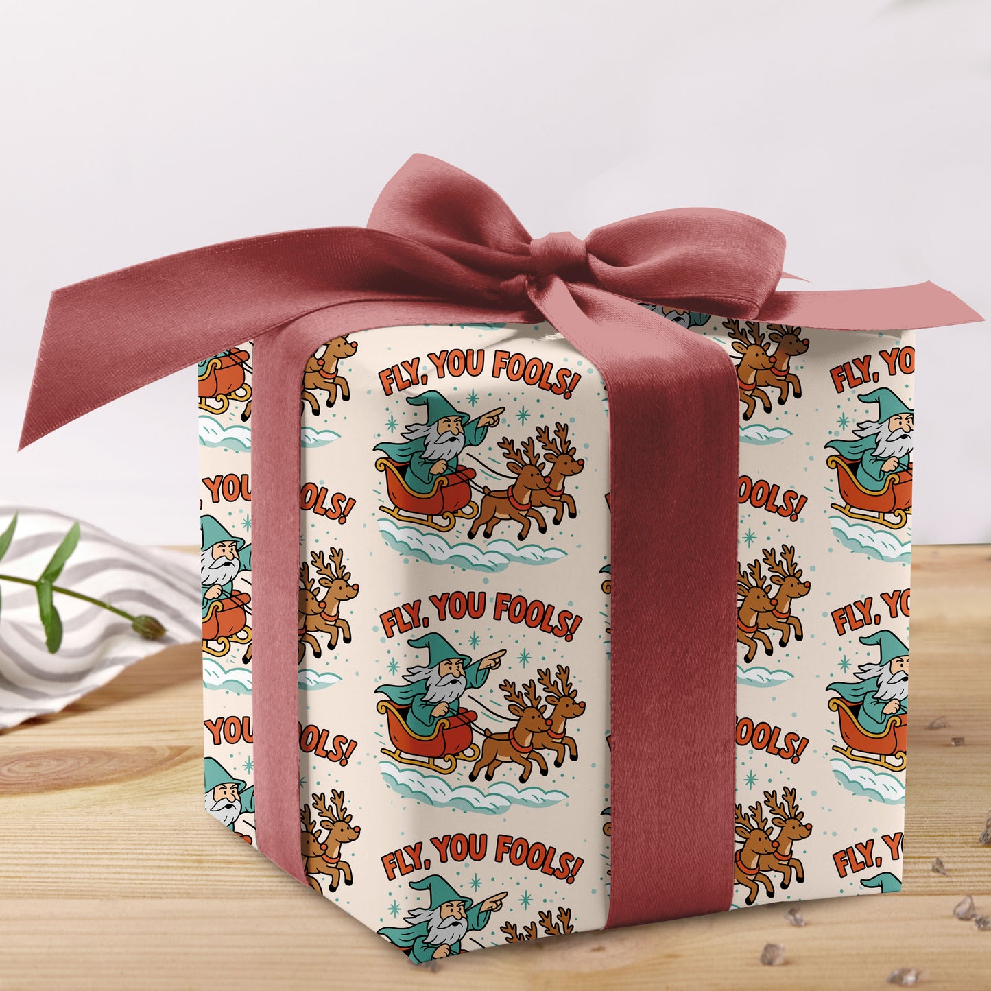 Santa Fly You Fools Wrapping Paper