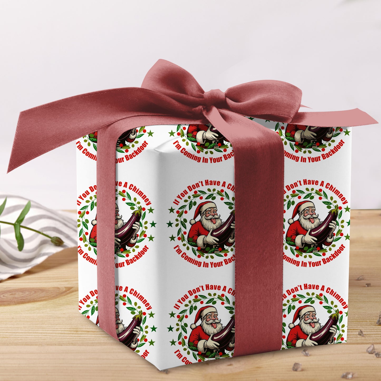 Funny Santa Adult Christmas Wrapping Paper Roll
