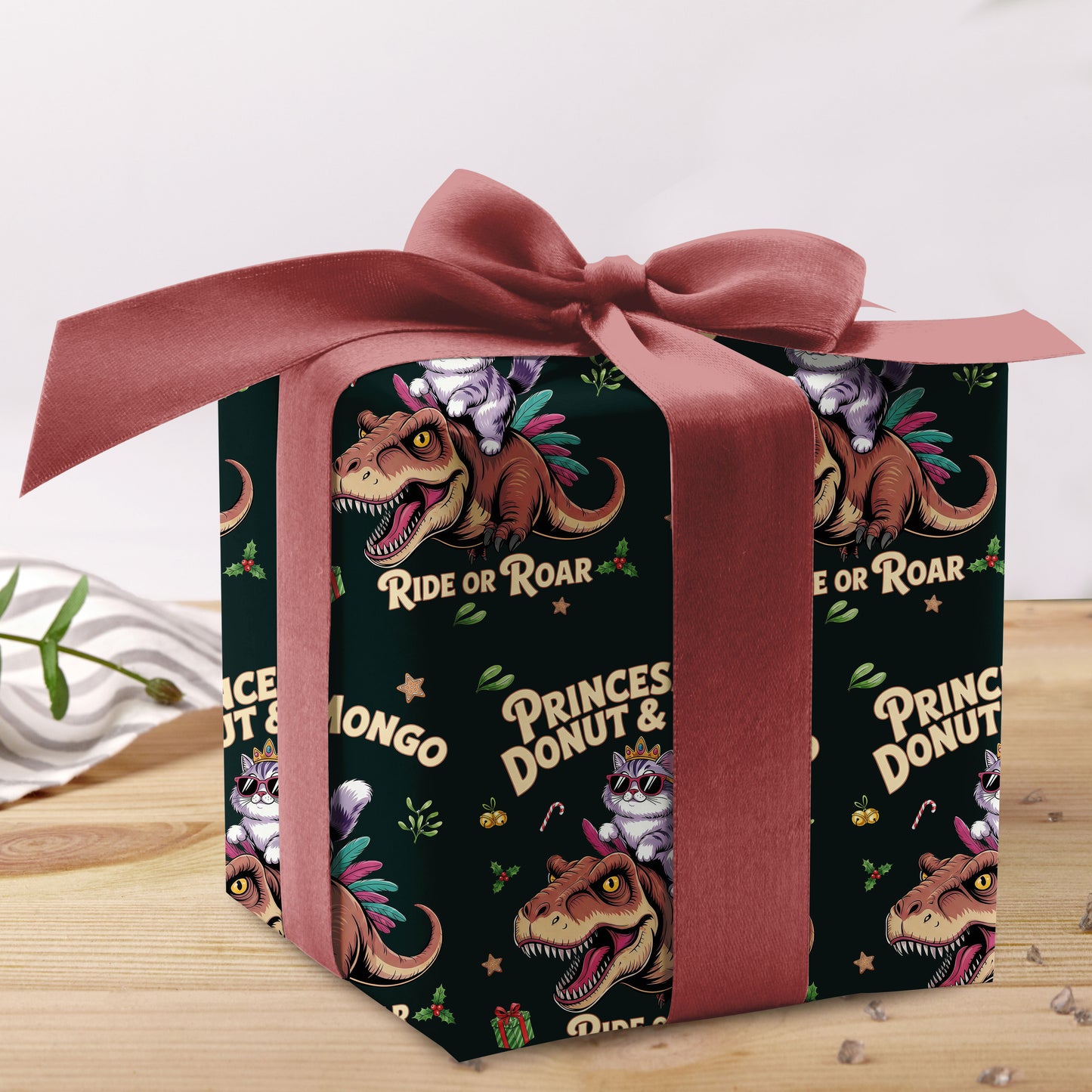 Godzilla Cat Christmas Wrapping Paper