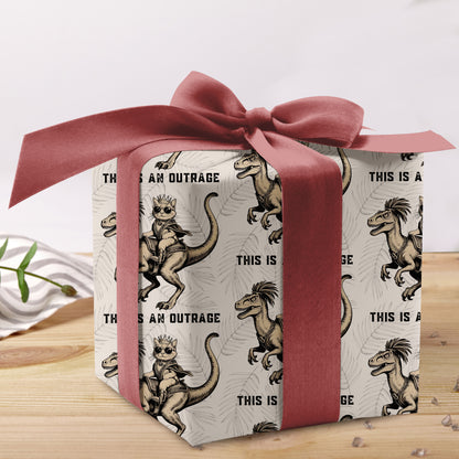 Cat Dinosaur Wrapping Paper