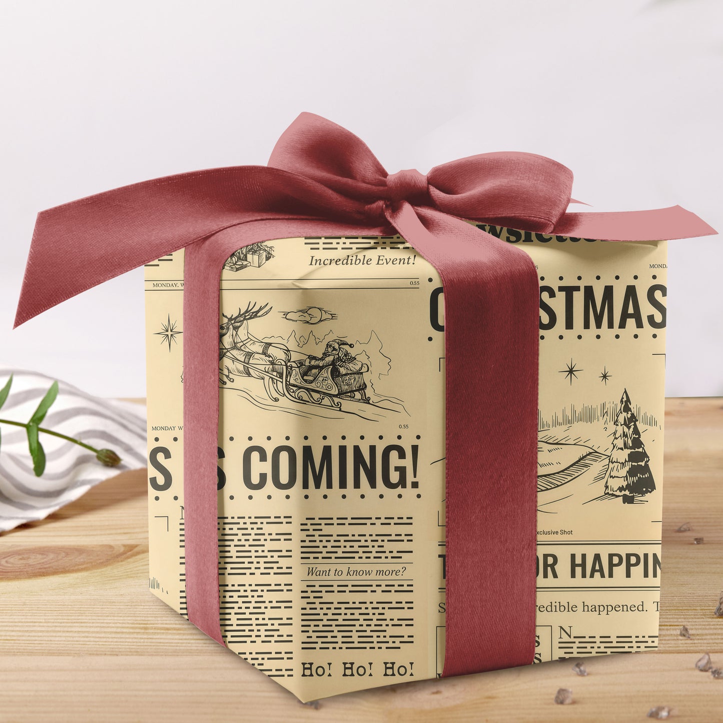 Christmas Is Coming Newspaper Wrapping Paper
