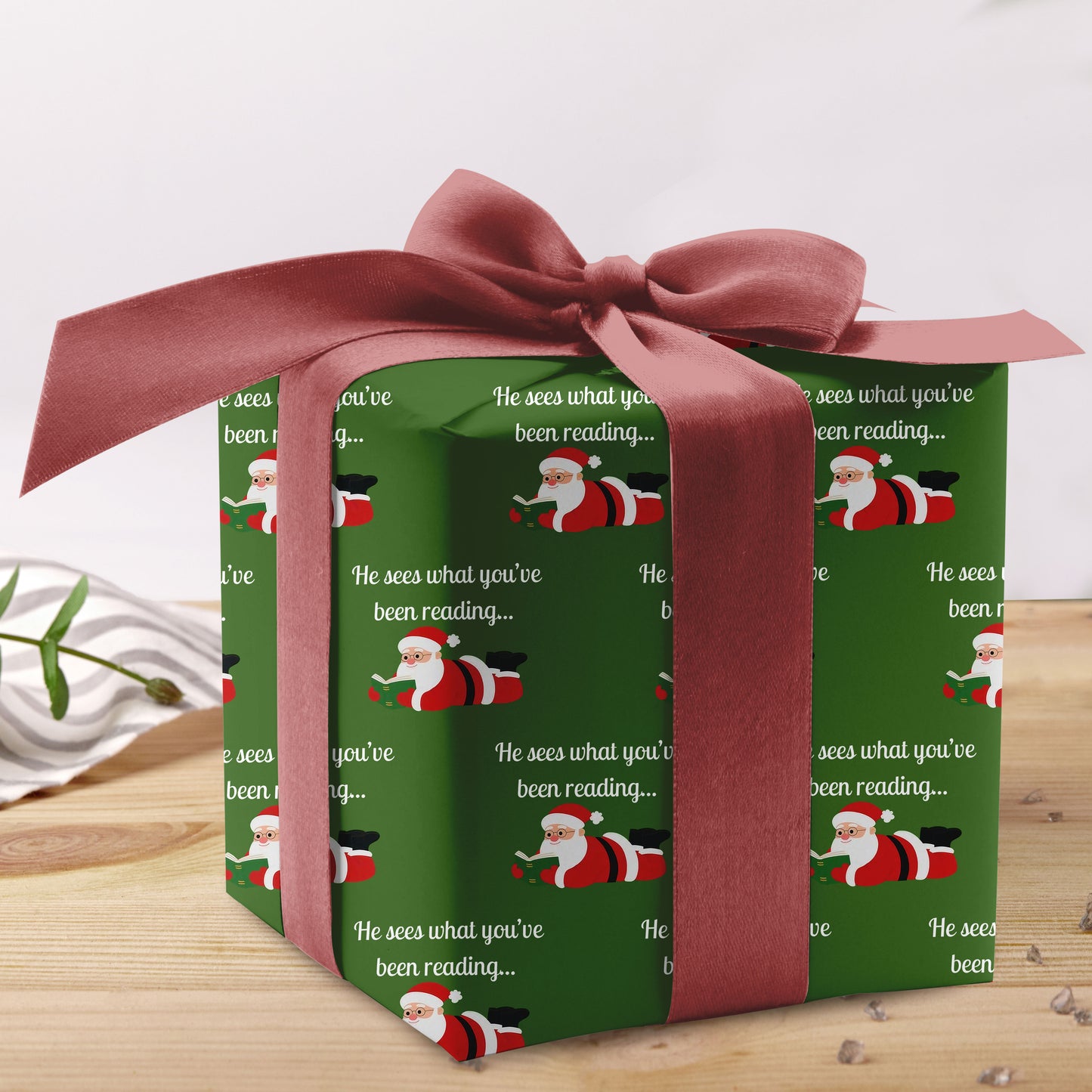 Santa Reading Book Lover Christmas Wrapping Paper