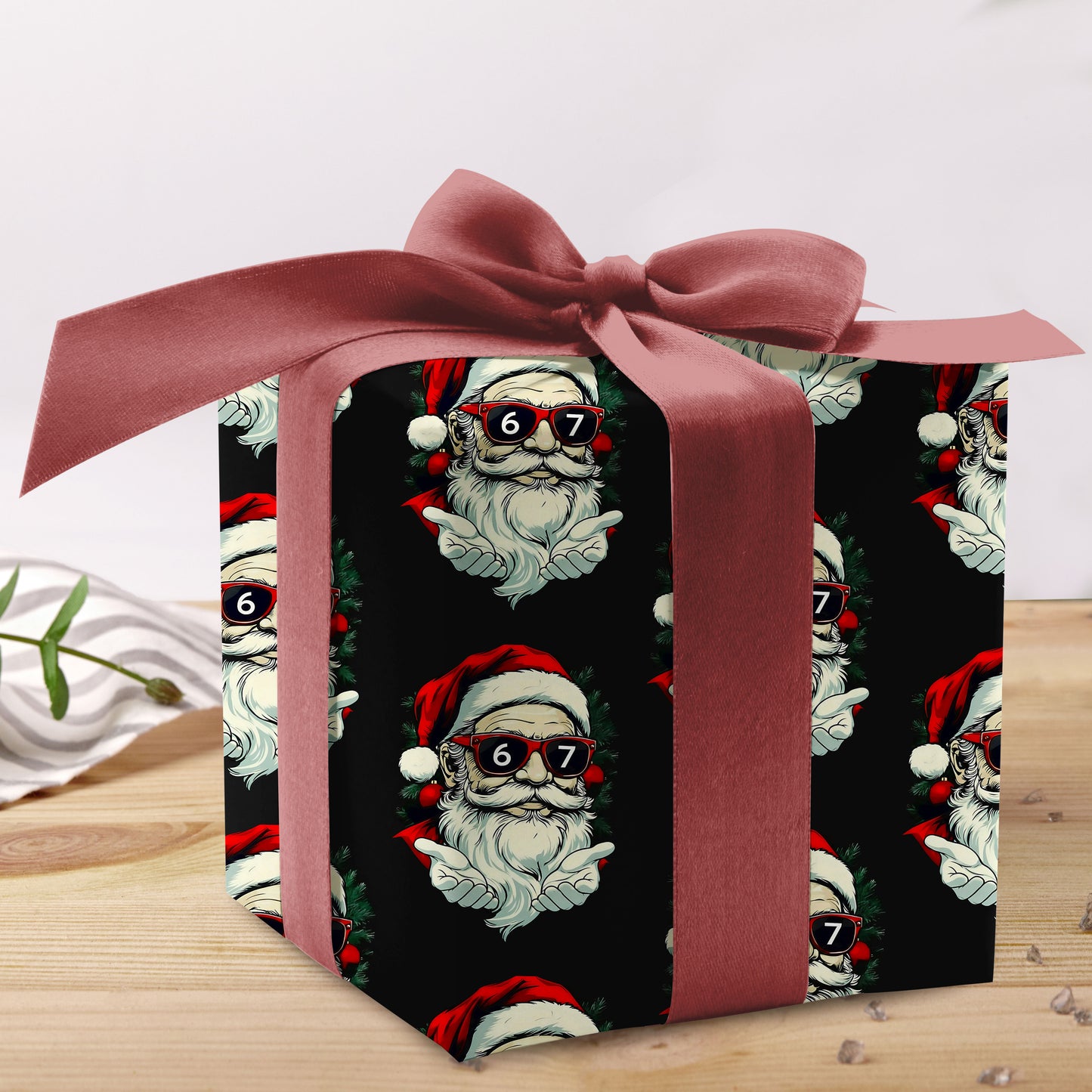 67 Meme Santa Xmas Gift Wrap with Holiday Trees