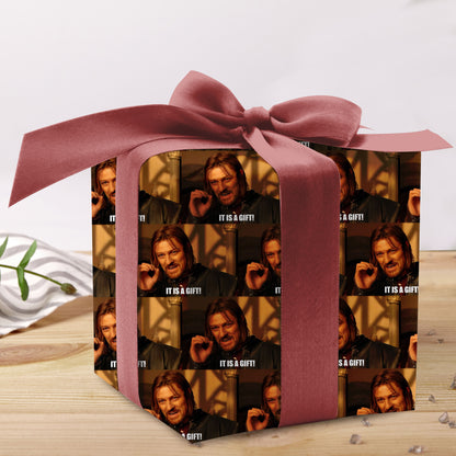 Boromir It Is A Gift Christmas Wrapping Paper, LOTR Gift Wrap