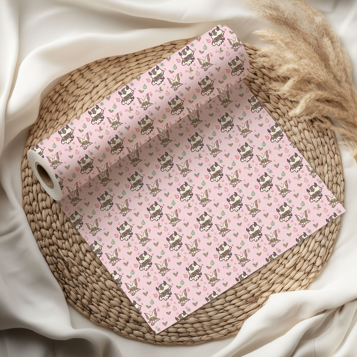 Avatar the Last Airbender Appa & Momo Wrapping Paper - Pink