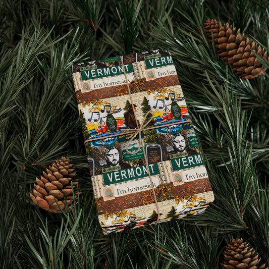 Colorful Vermont Homesick Collage Noah Kahan Wrapping Paper – Folk Indie Music Fan Gift