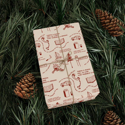 Cream Stick Season Red Icons Noah Kahan Wrapping Paper – Folk Indie Music Fan Gift