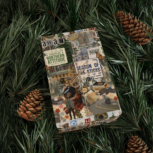 Season of the Sticks Collage Noah Kahan Wrapping Paper – Stick Season Gift Wrap