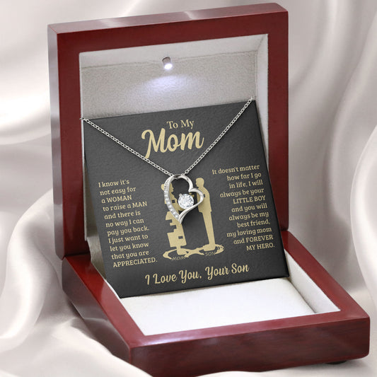 To My Mom Necklace with Message Card, Valentine, Mothers Day Gift, Sentimental Birthday Gifts