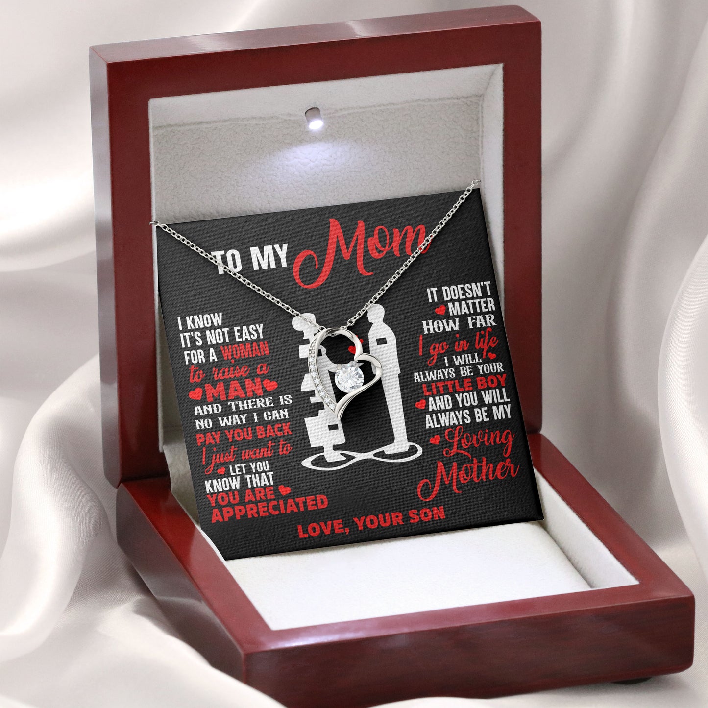 To My Mom Necklace Anniversary Present, Birthday Anniversary Gift Idea From Son