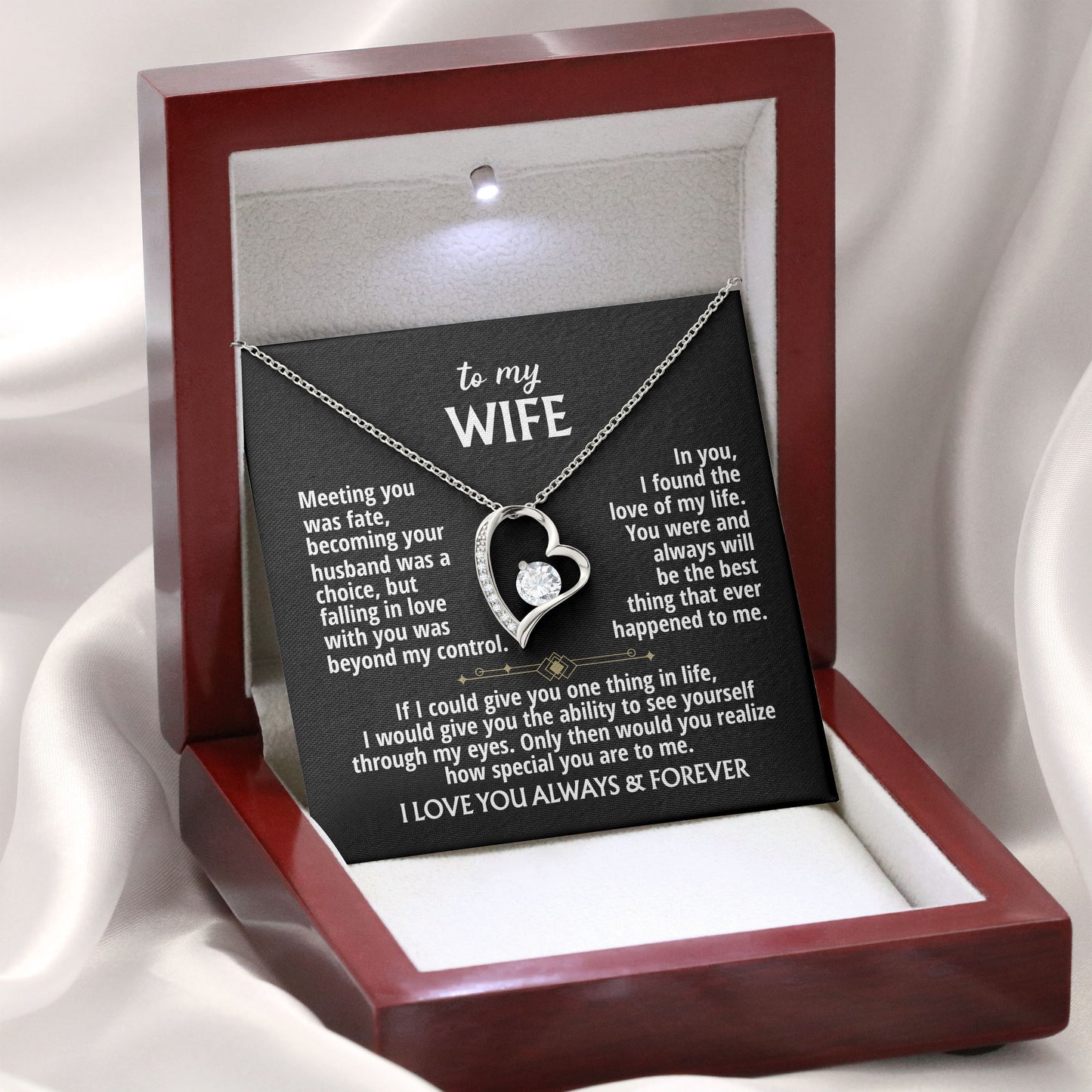 To My Beautiful Wife Necklace With Message Card