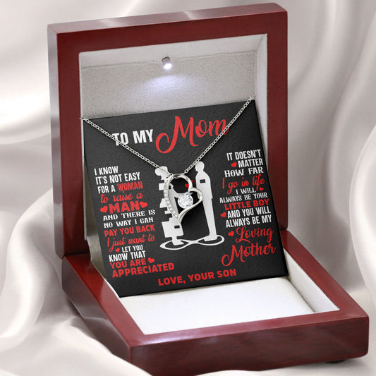 To My Mom Necklace Message & Elegant Box, Valentines Day, Mothers Day, Birthday, Wedding Gift