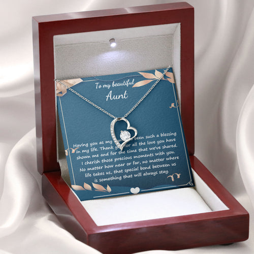To My Aunt Necklace Jewelry Birthday Valentine's gifts For Aunt Message Card & LED Box