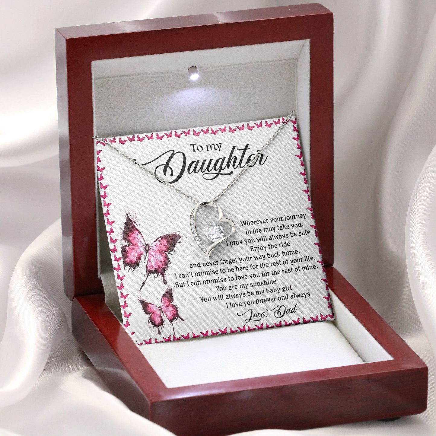 To My Daughter Necklace Gift Box From Dad