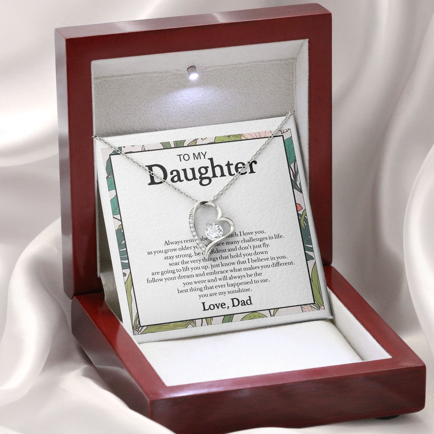 To My Daughter Valentine Necklace Gift Love From Dad