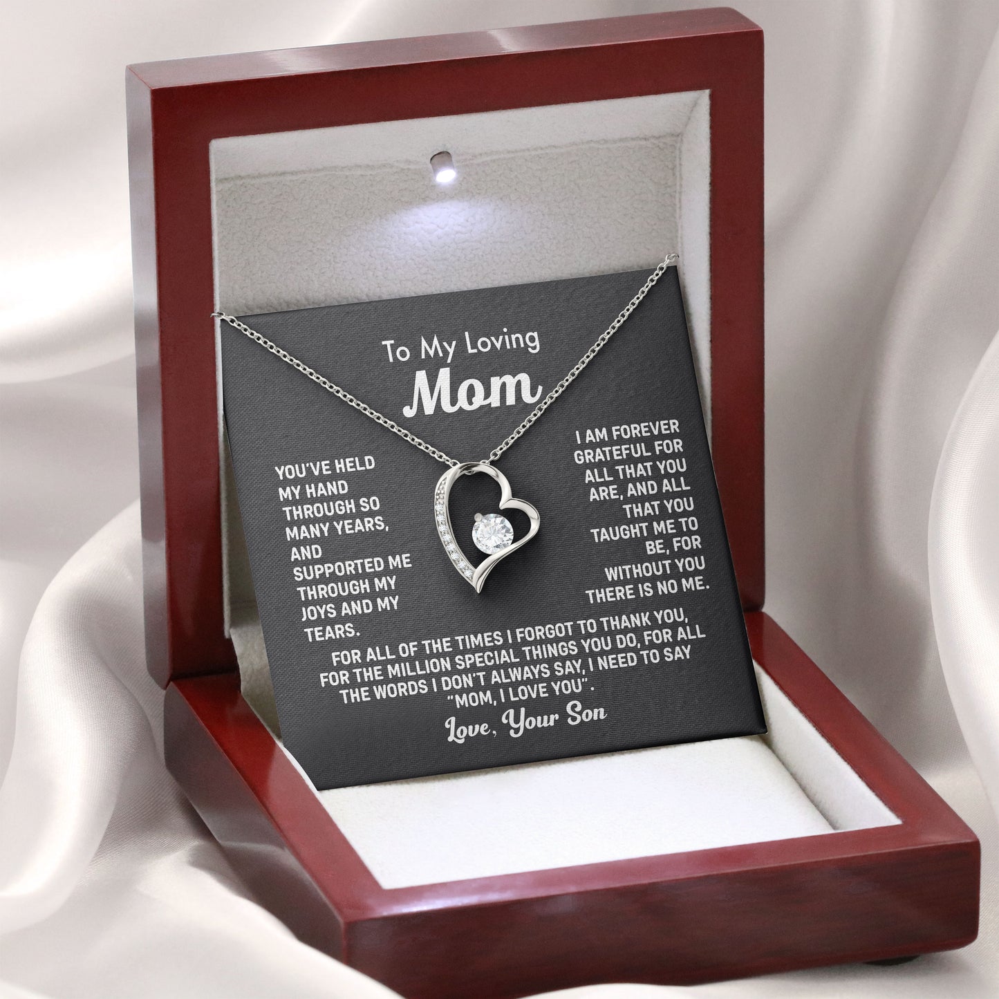 To My Loving Mom Necklace, Mothers Day, Valentine Gift From Son To Mom