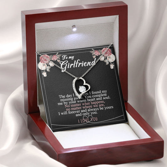 To My Girlfriend Heart Necklace – Romantic Gift Box with Sentimental Message Card from Boyfriend