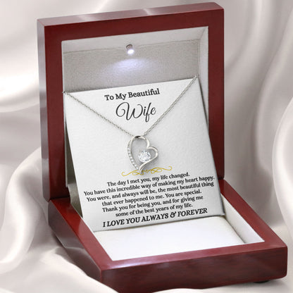 To My Beautiful Wife Necklace Sentimental Birthday Valentine's Day Gift for Her