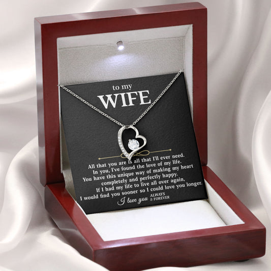 To My Wife Necklace Gift Box with Sentimental Message Card