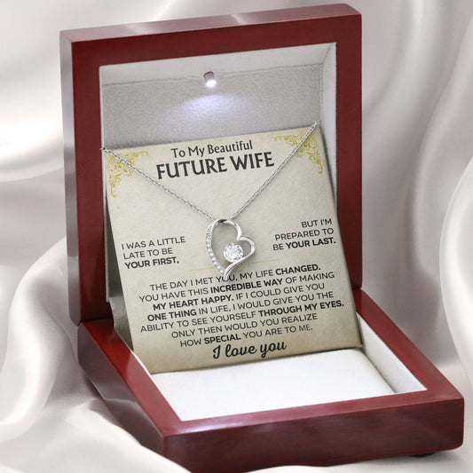 To My Beautiful Future Wife Soulmate Necklace with Heartfelt Message Card & Box, Anniversary, Birthday