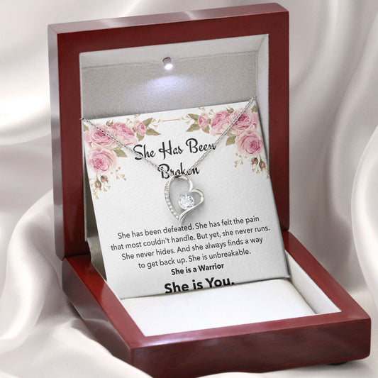 She Has Been Broken Necklace Birthday Valentine Jewelry Gifts For My Friend with Message Card Box