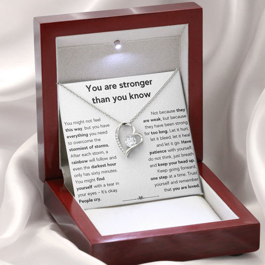 You Are Stronger Than You Know Necklace Birthday Valentine Jewelry Gifts For My Friend with Message Card Box