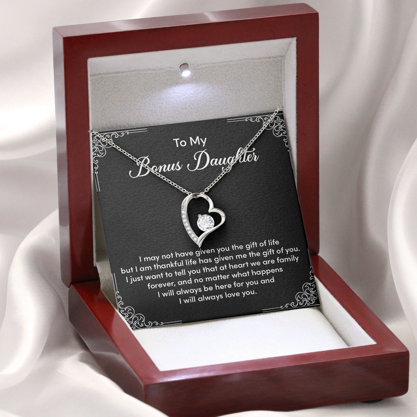To My Bonus Daughter Necklace with Message