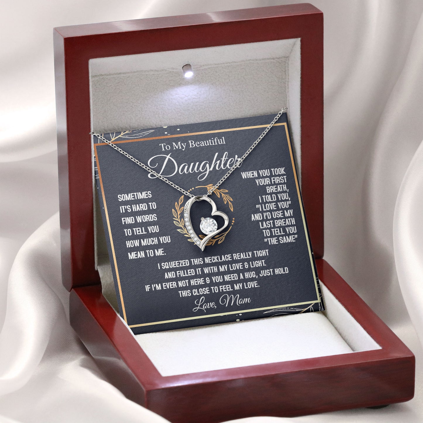 To My Beautiful Daughter Necklace Gift from Mom