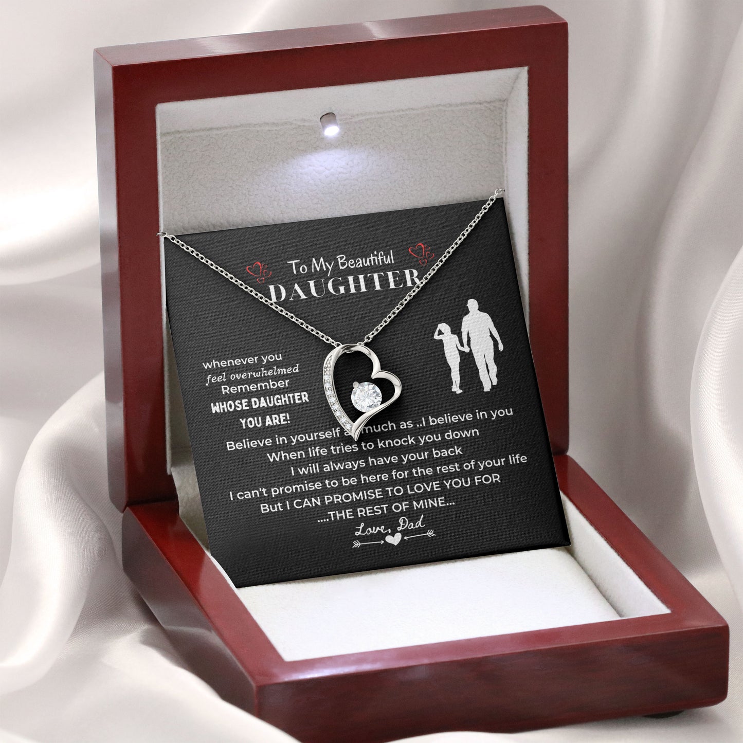 To My Beautiful Daughter Love Necklace Gift From Dad