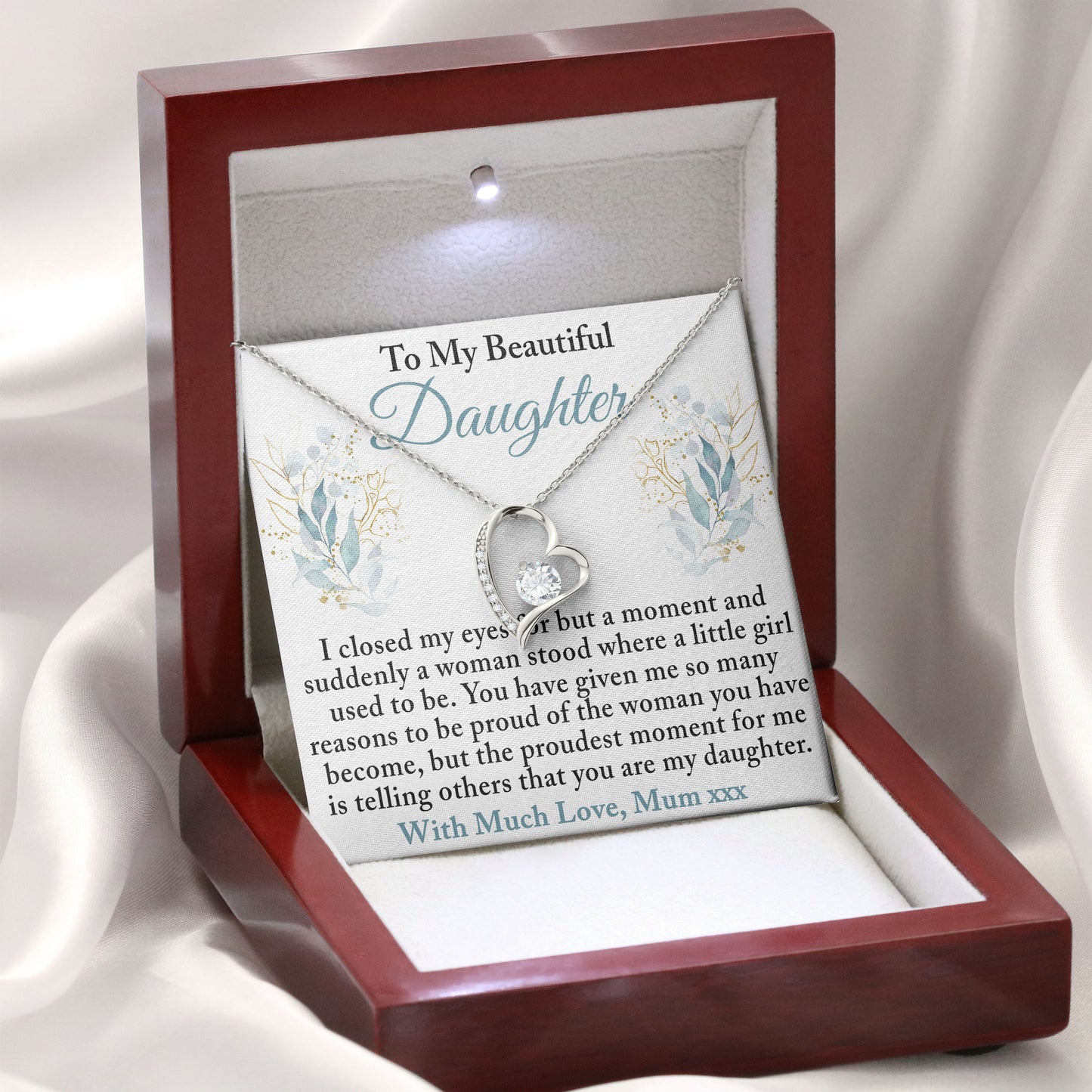 To My Beautiful Daughter Necklace Gift From Mom
