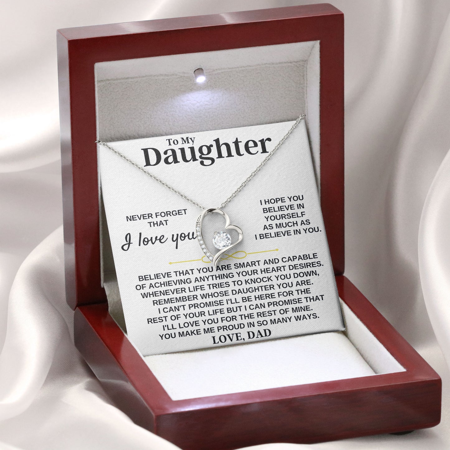 To My Daughter Necklace Birthday Gift with Message Card From Dad