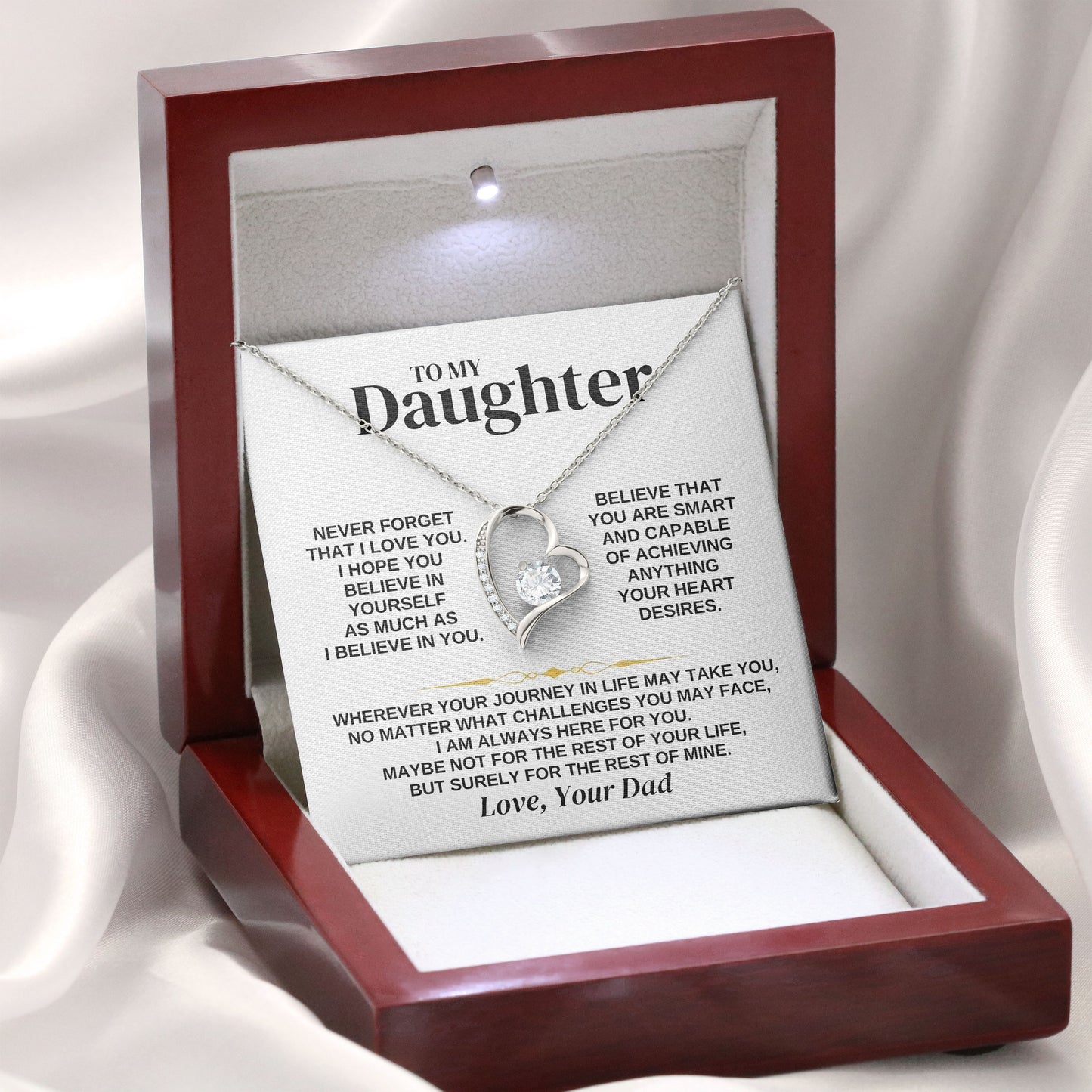 To My Daughter Graduation Necklace with Gift Box From Dad