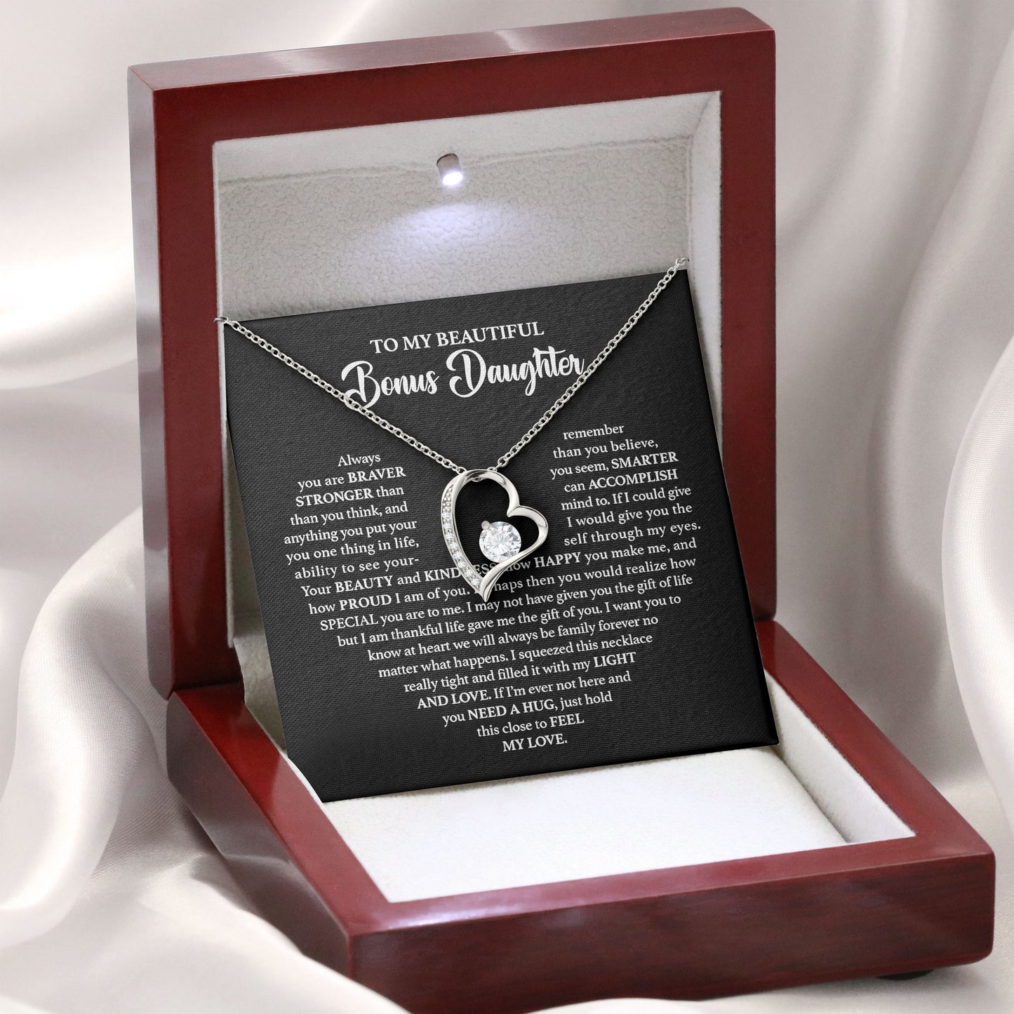 To My Beautiful Bonus Daughter Birthday Jewelry Gift